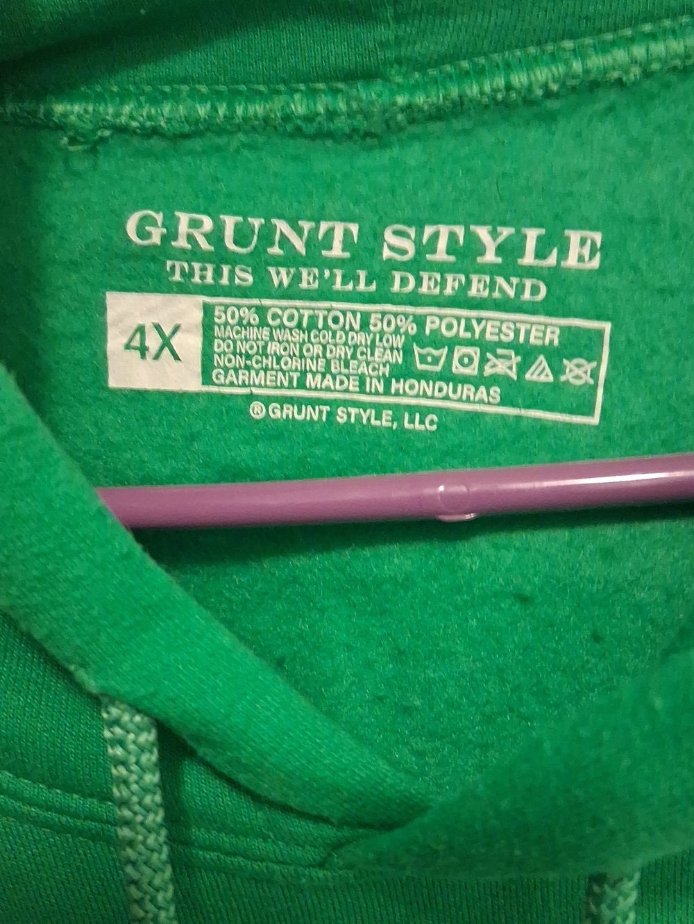 Grunt Style Green Hoodie with Yellow Lucky Arms Graphic Size 4XL - Picture 2 of 3